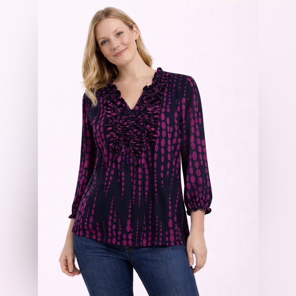 🌷Fuchsia & Black Blouse